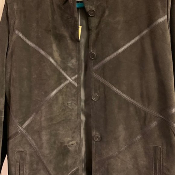 Linea by Louis Dell'Olio Size M Brown Lather and Suede jacket Zip Long Sleeve - Picture 1 of 8